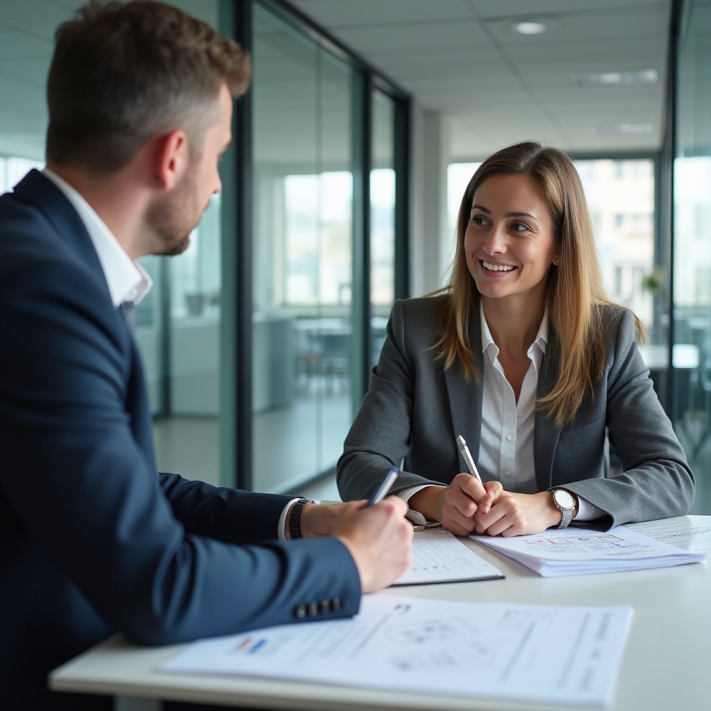 Fiscalent auditor conducting structured interview session with construction team