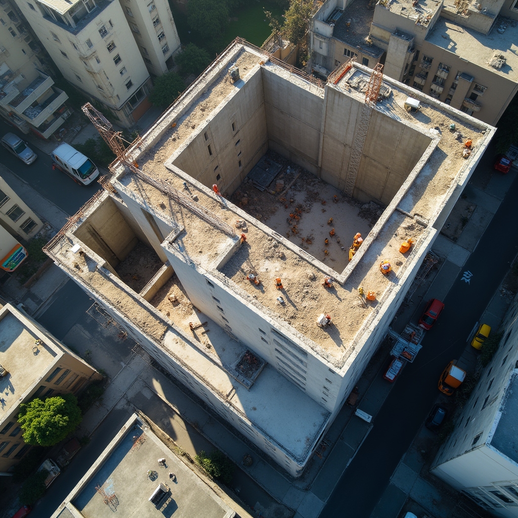 Aerial view of active construction site in Argentina
